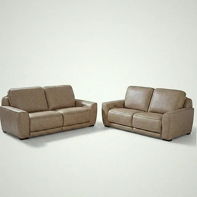 Blake Zero Wall Power Recline Set with Sofa & Loveseat - Sophia Oatmeal Leather