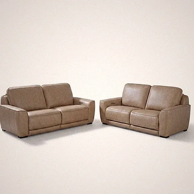 Blake Zero Wall Power Recline Set with Sofa & Loveseat - Sophia Oatmeal Leather