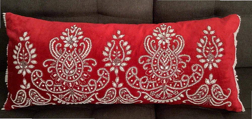 Blinged Cover Throw Sofa Bed Pillow Faux Pearls Diamonds Beads Pillowcase