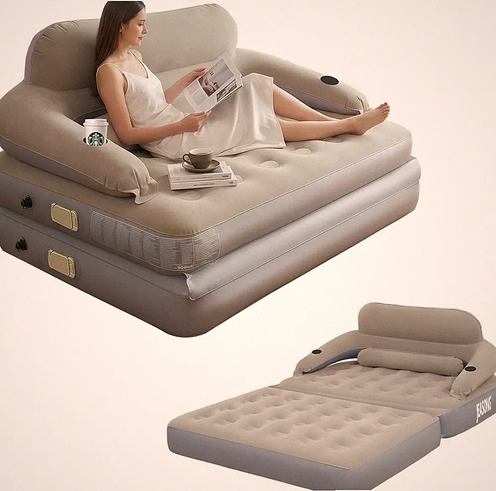 Blow Up Couch Air Mattress Queen with Built in Pump 2-in-1 Air Sofa &