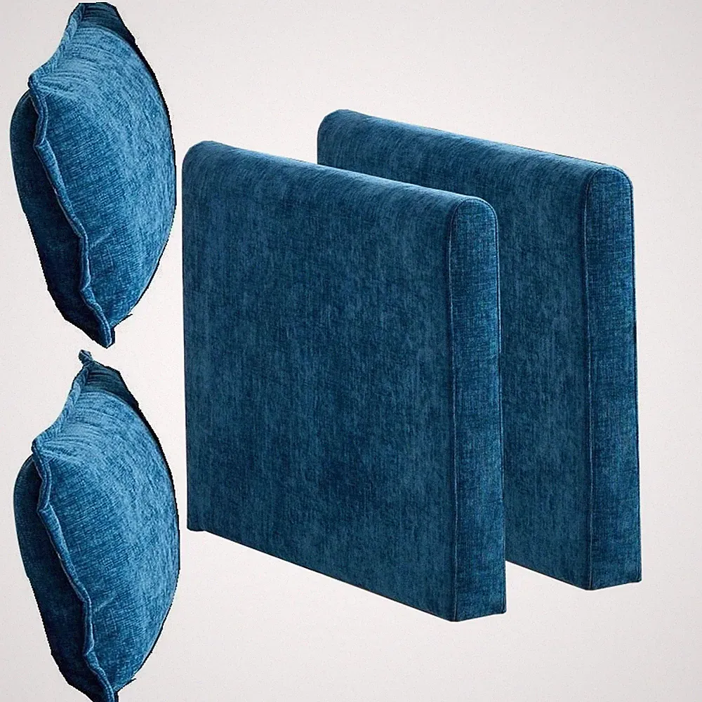 Blue Chenille Sofa Armrests, Modular Sectional Piece with Adjustable Backrest