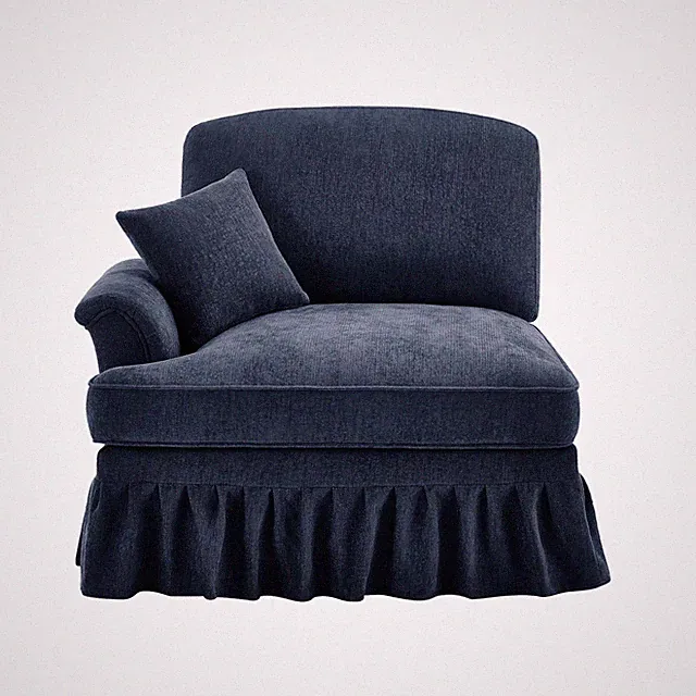 Blue Chenille Sofa with 1 Pillow, Upholstered Couch for Living Room Apartment