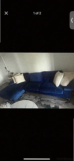 Blue L-shaped sectional sofa. 101 inches long in great condition