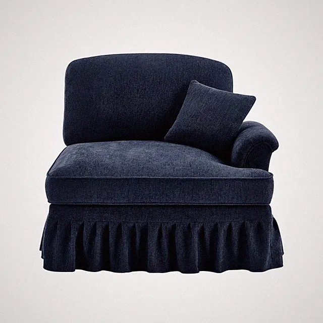 Blue RSF Chenille Sofa with 1 Pillow, Upholstered Couch for Living Room