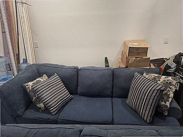 Blue Sectional Sofa Queen Bed With Memory Foam Matress