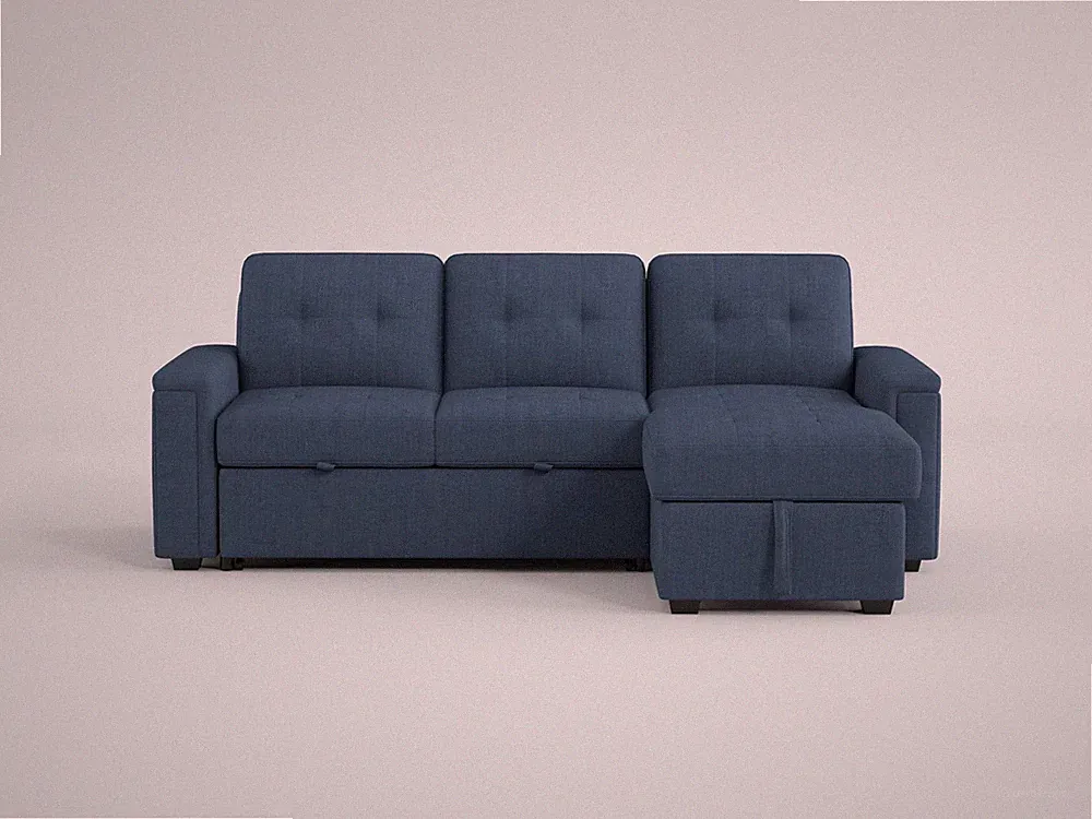 BLUE SOFA STORAGE CHAISE SLEEPER SOFA BED SECTIONAL LIVINGROOM FURNITURE