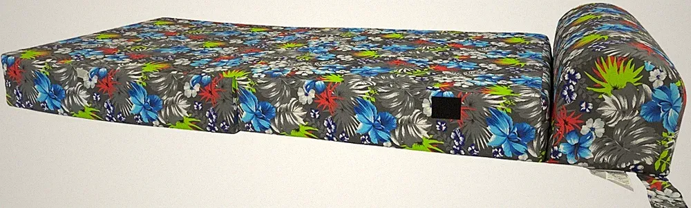 Blue Tropical Flowers Sleeper Chair Folding Foam Bed, Sofa Beds 6 x 36 x 70