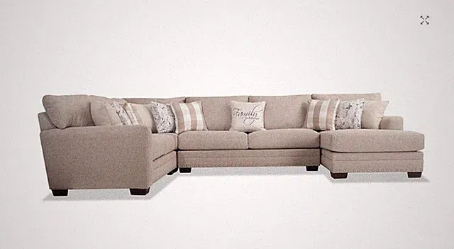 Bobopedic-Cottage Chic Beige 150'' 4 Piece Right Arm Facing Chaise Sectional