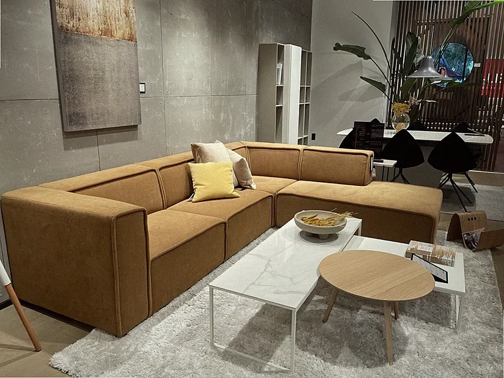 BoConcept Carmo Modular Sectional Sofa 3 Piece Camel Frisco AquaClean Fabric