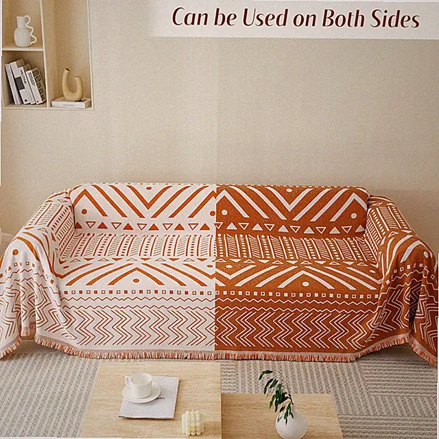Bohemian Couch Cover Chenille Reversible Sofa Slipcover Throw Sofa Blanket Towel