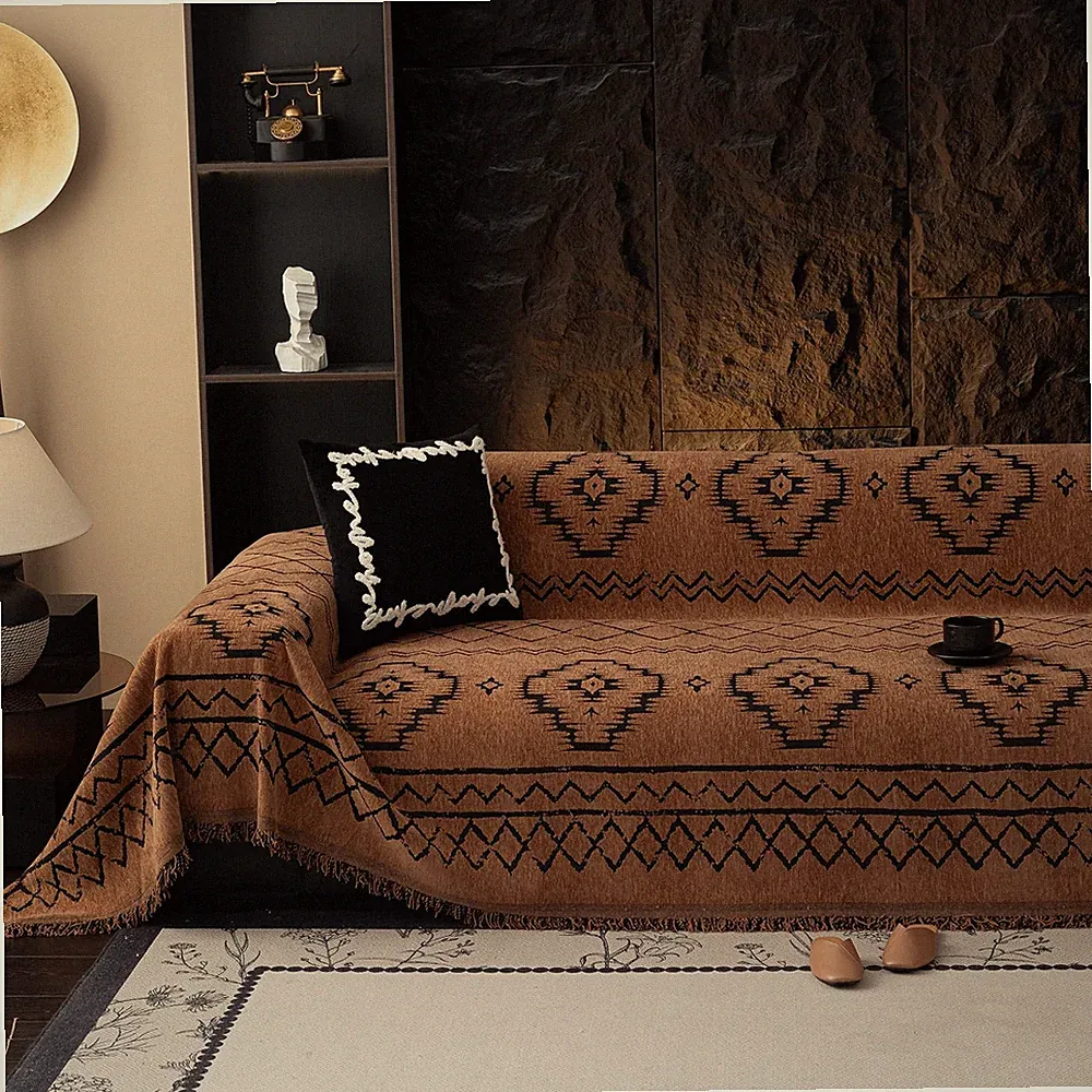 Bohemian Sofa Covers Chenille Couch Cover for Sectional Couch, Soft Non Slip...