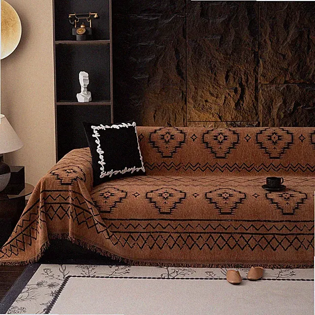 Bohemian Sofa Covers Chenille Couch Cover for Sectional Couch, Soft Non Slip...