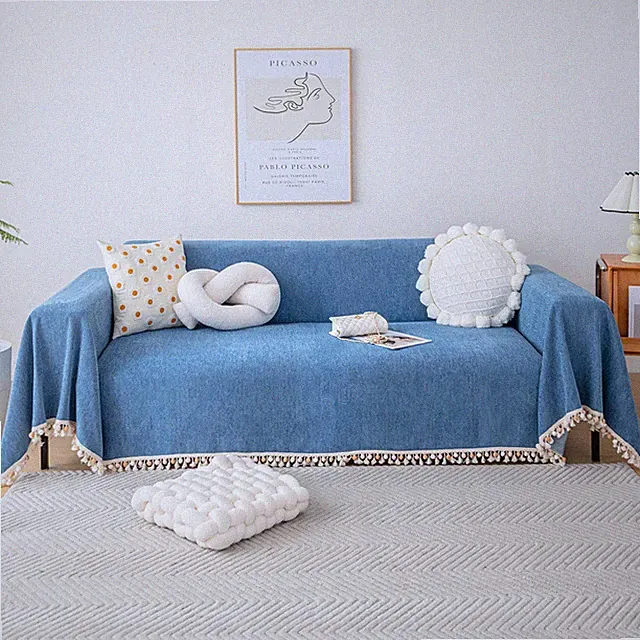 Boho Chenille Couch Cover for Sectional Sofa L Shape, Thick Herringbone Sofa...
