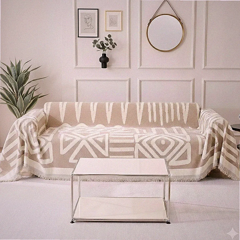 Boho Couch Cover for 2 Cushion Couch Sofa Thick Chenille Sectional ( DCTL)