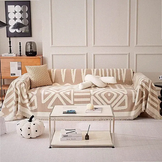 Boho Couch Cover for 3 Cushion Couch Chenille Sofa Cover Sectional Sofa Cover