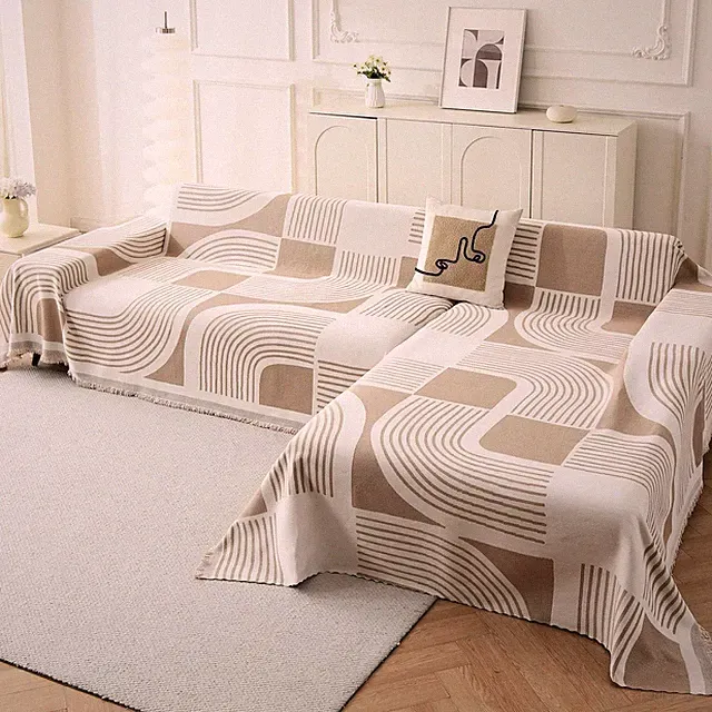 Boho Couch Cover L Shaped Sectional, 71" x 118" + 71" x 118", Khaki | Bohemian