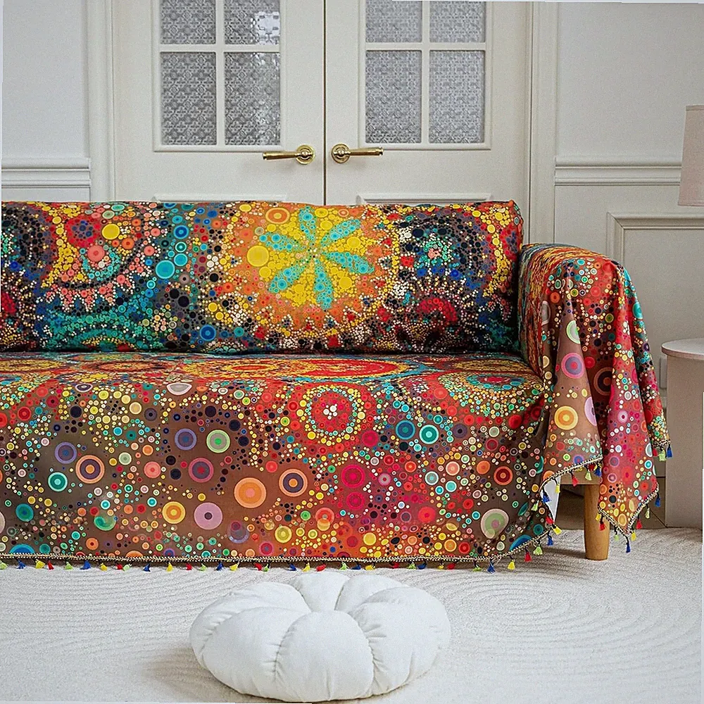 Boho Couch Cover Sofa Covers Tassels Designe Sectional Sofa Washable 1 Cushion