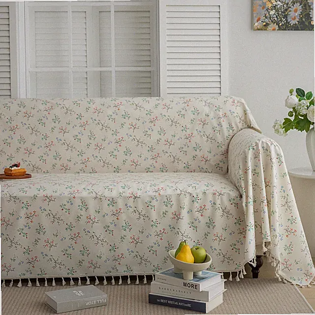 Boho Couch Cover with Tassels, Washable 1-Seater Sectional Sofa Cover for Liv...