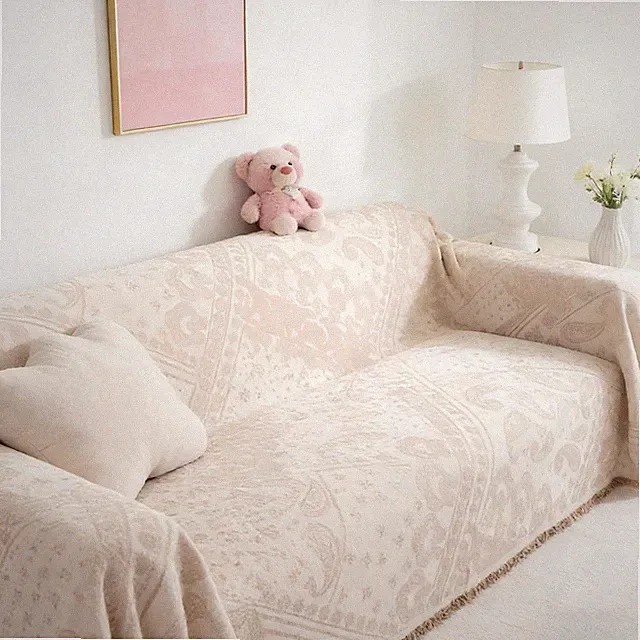 Boho Couch Covers for Dogs Beige Blanket Reversible, Loveseat Covers with Tas...