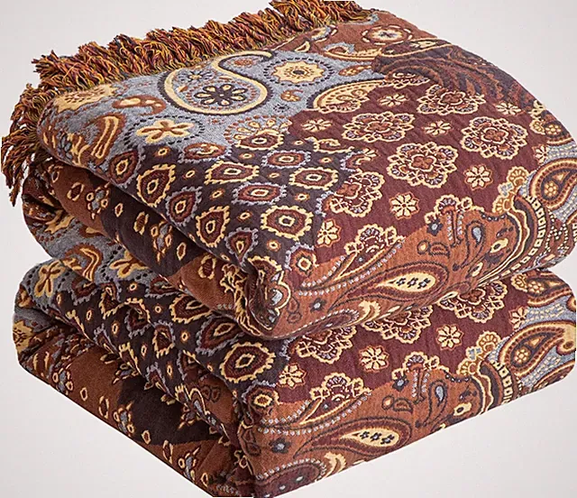 Boho Floral Cotton Throw Blanket 80”x90” for Couch & Bed Decor