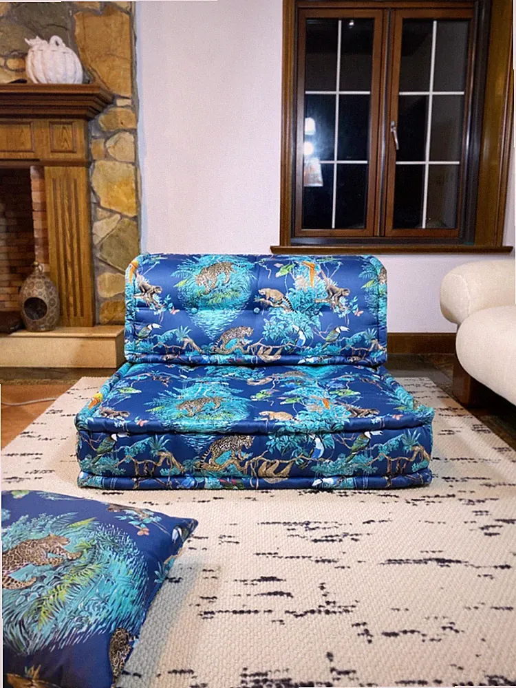 Boho Moroccan Mah Jong Sofa Custom Modular Sectional Couch - Single Seater
