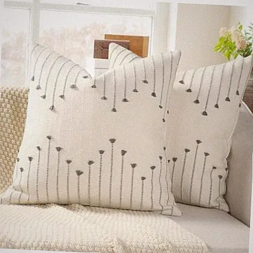 Boho Outdoor Throw Pillow Covers 18x18 Set of 2 18" x 18" (Pack of 2) Gray