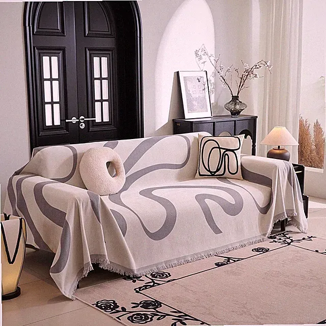 Boho Sofa Cover, Super Soft Sofa Cover, 71‘ x 102’, Curved Grey