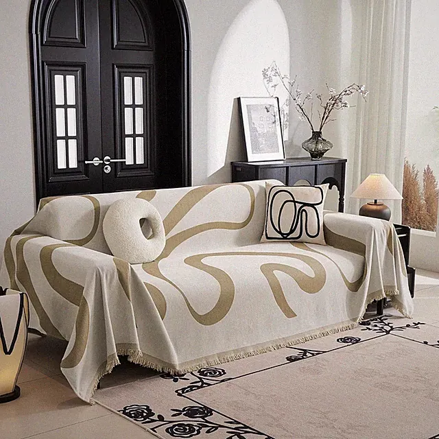 Boho Sofa Cover, Super Soft Sofa Cover, 71‘ x 102’, Khaki Curve