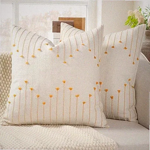 Boho Spring Throw Pillow Covers 20x20 Set 20" x 20" (Pack of 2) Golden Yellow