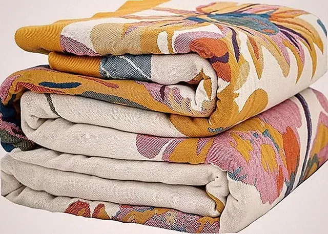 Boho Throw Blanket - 100% Cotton Soft Throw Blanket for Bed, 50"X60" Reversible