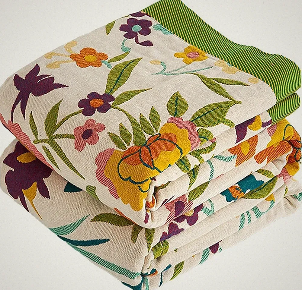 Boho Throw Blanket, 100% Organic Cotton Breathable Ultra Soft 80" x 90" Bed Quil