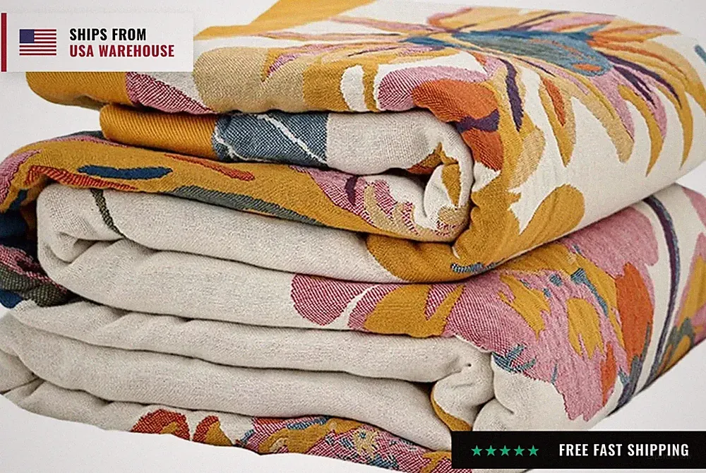 Boho Throw Blanket for Bed 50"x60", 100% Cotton Blanket for Couch Sofa | Ultra S
