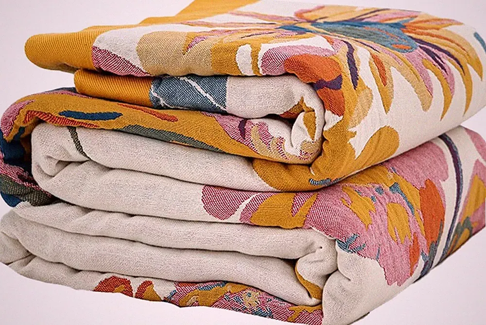 Boho Throw Blanket for Bed 60”x80”, 100% Cotton Woven Blanket for Couch Sofa, U
