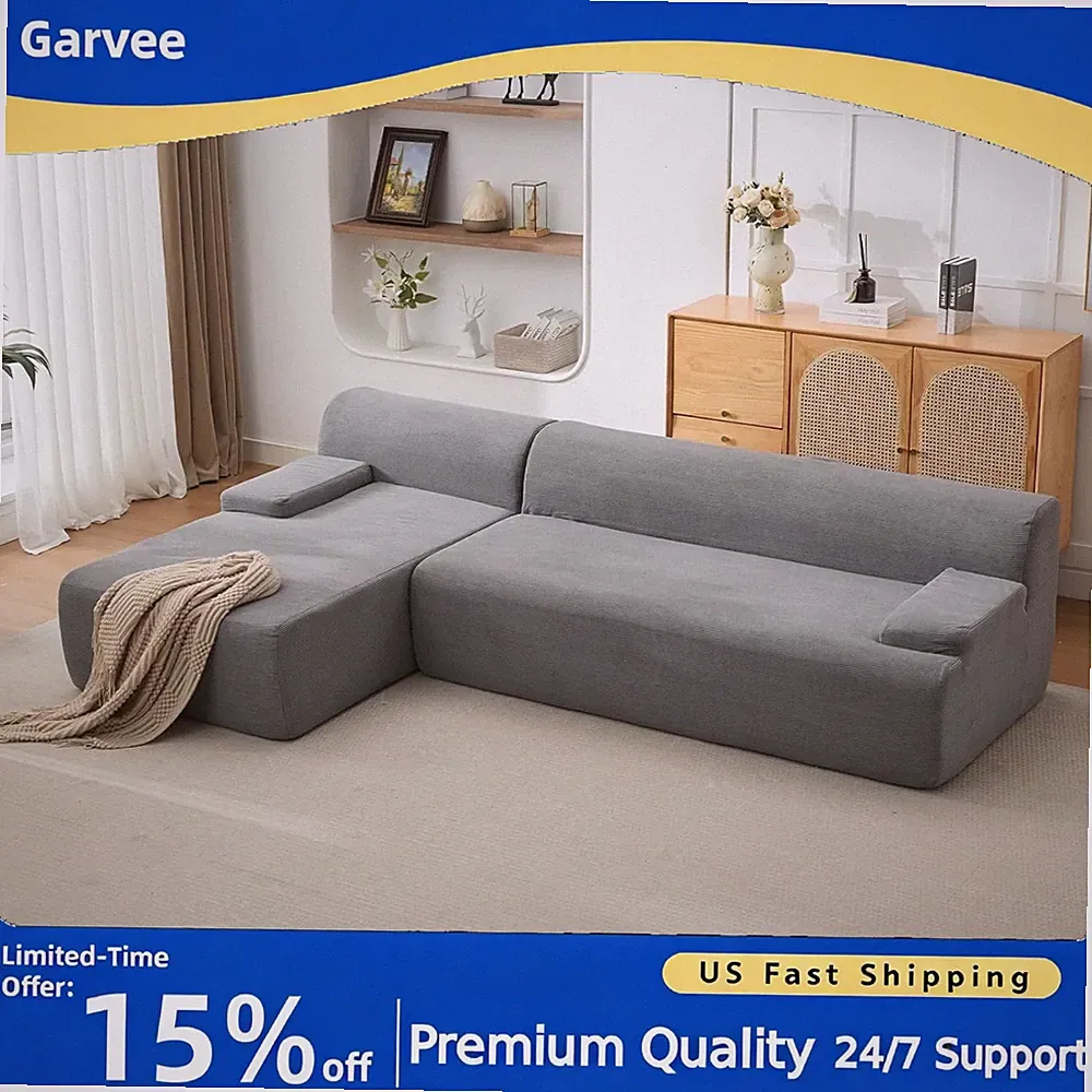 Boneless 106" Sectional Cloud Couch, L-Shaped Left Chaise Boneless Sofa