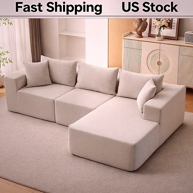 Boneless 108" Cloud Couch Right Chaise, Fluffy L-Shaped Sofa, No Assembly