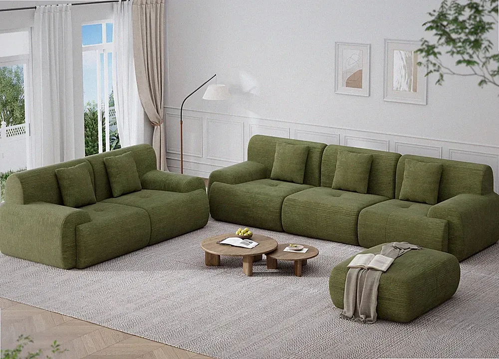 Boneless Cloud Modular Sectional Sofa 6-Seat Deep Seat Upholstered Corduroy