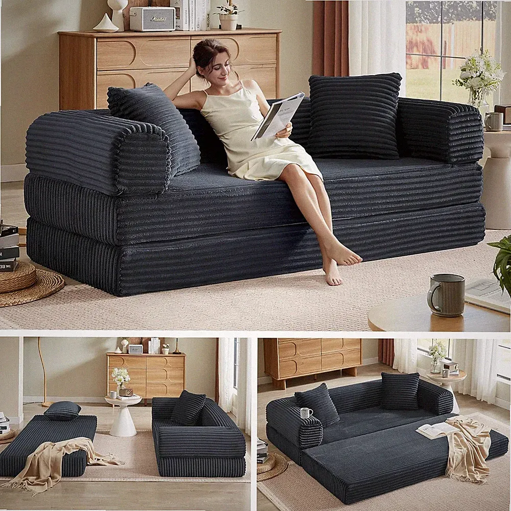 Boneless Couch Futon Sofa Bed Sectional Couches for Living Room,Cloud Couch with