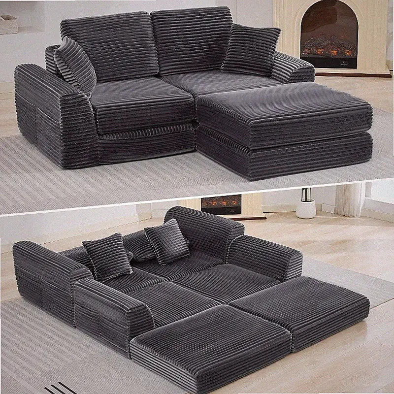 Boneless Couch Modular Sectional Sofa Flannel Cloud Couch Sleeper Sofa Bed