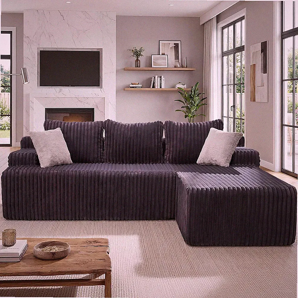 Boneless Couch Modular Sectional Sofa L-Shape Cloud Couch Lounge Furniture