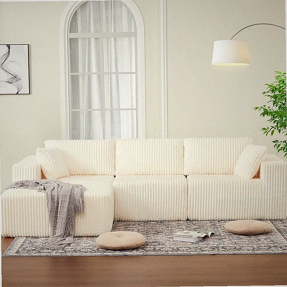 Boneless Couch Modular Sectional Sofa No Assembly 108'' L-Shape Lounge Sofas