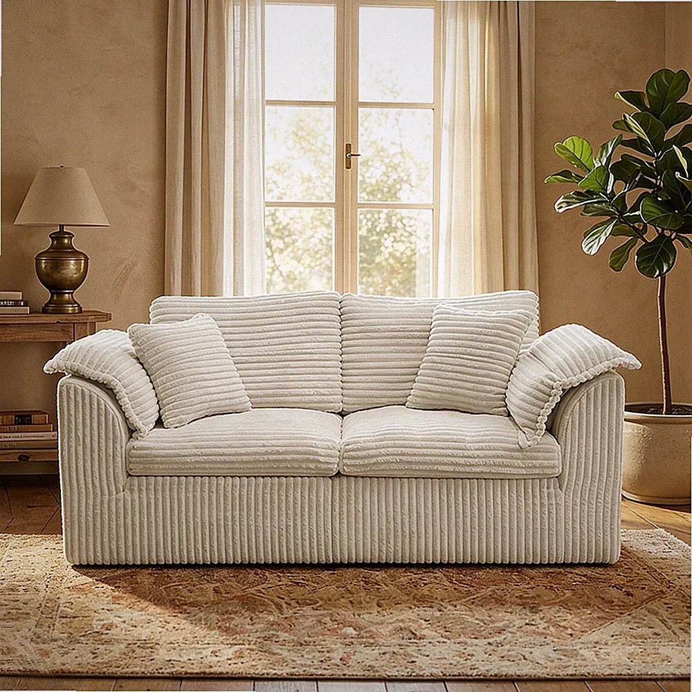 Boneless Couch Sectional Corduroy 2 Seater Cloud Sofa Loveseat Sleeper Sofa Bed