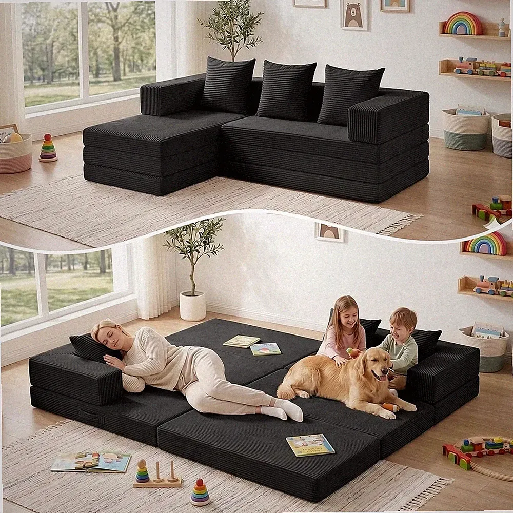 Boneless Couch Small,Convertible Sleeper Sofa Bed Mini Modular Sectional Sofa