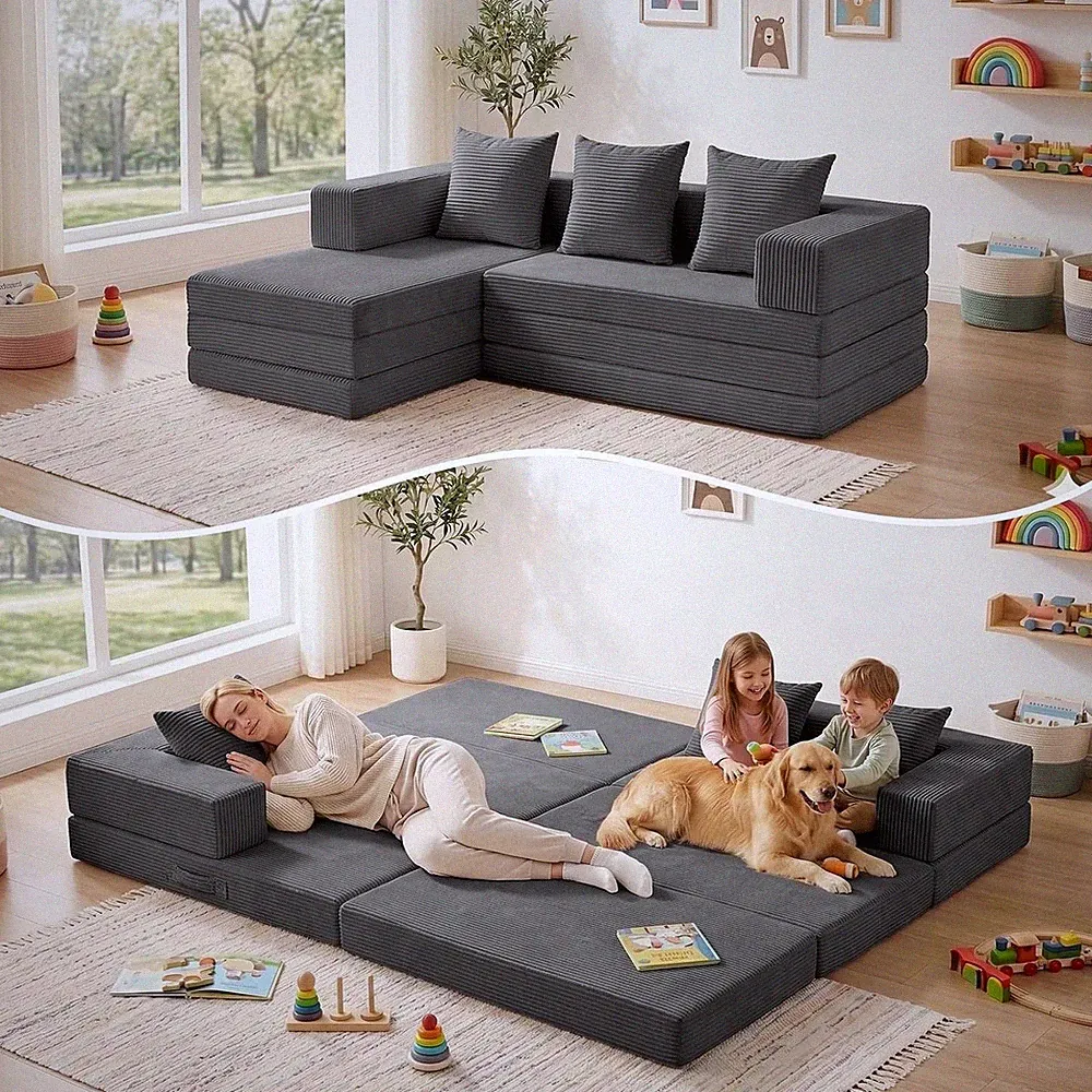 Boneless Couch Small,Convertible Sleeper Sofa Bed, Modular Sectional Sofa