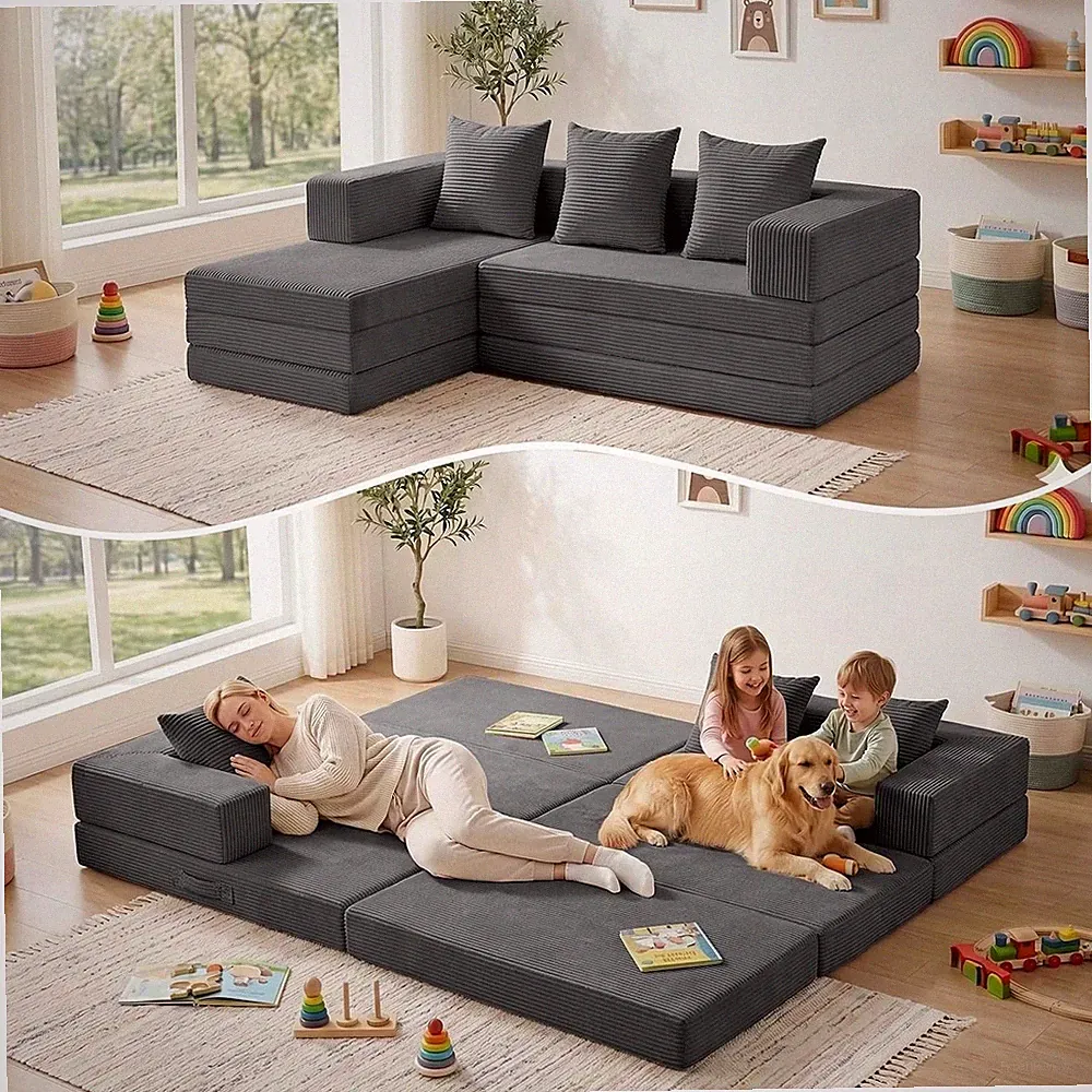 Boneless Couch Small,Convertible Sleeper Sofa Bed, Modular Sectional Sofa