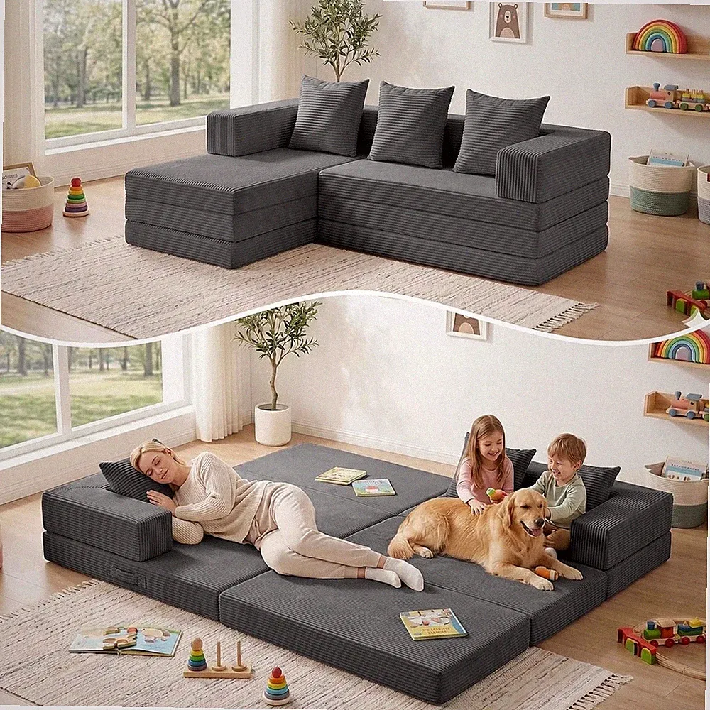 Boneless Couch Small,Convertible Sleeper Sofa Bed, Modular Sectional Sofa, Moder