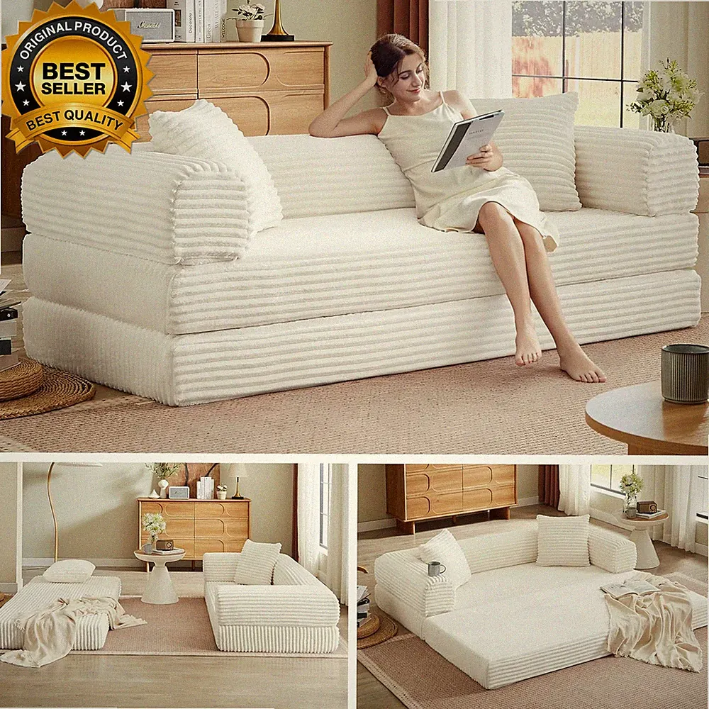 Boneless Couch Sofa Bed Sectional Couches for Living Room,Futon Cloud Couch with