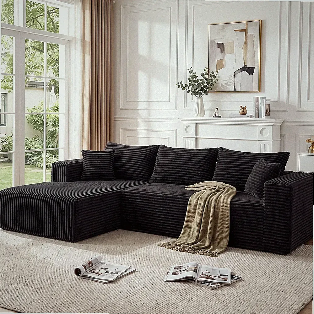 Boneless Couches for Living Room L Shape Modular Sectional Sofa W/ Chaise