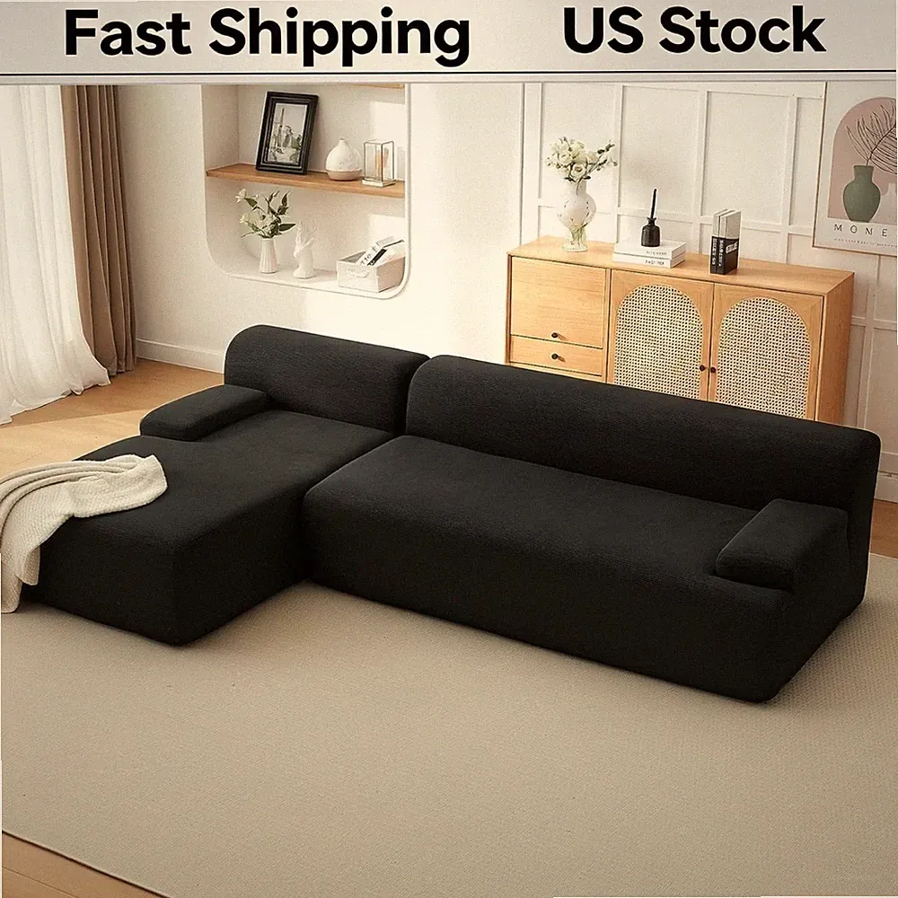 Boneless L-Shaped Sofa 106", Boneless Modular Cloud Couch Left Chaise Sectional