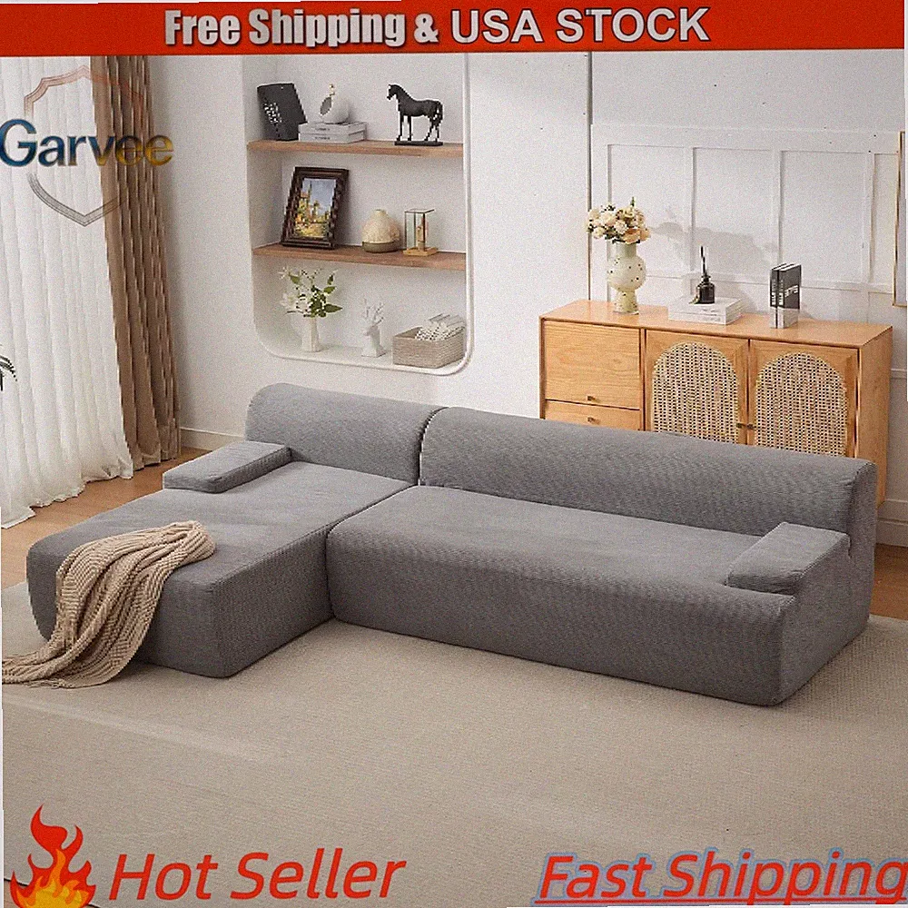 Boneless Modular Cloud Couch L-Shaped 106", Left Chaise Boneless Sofa Sectional