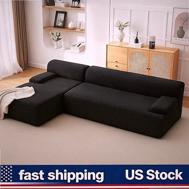 Boneless Modular Cloud Couch Sectional, 106" L-Shaped Sofa Left Chaise Boneless
